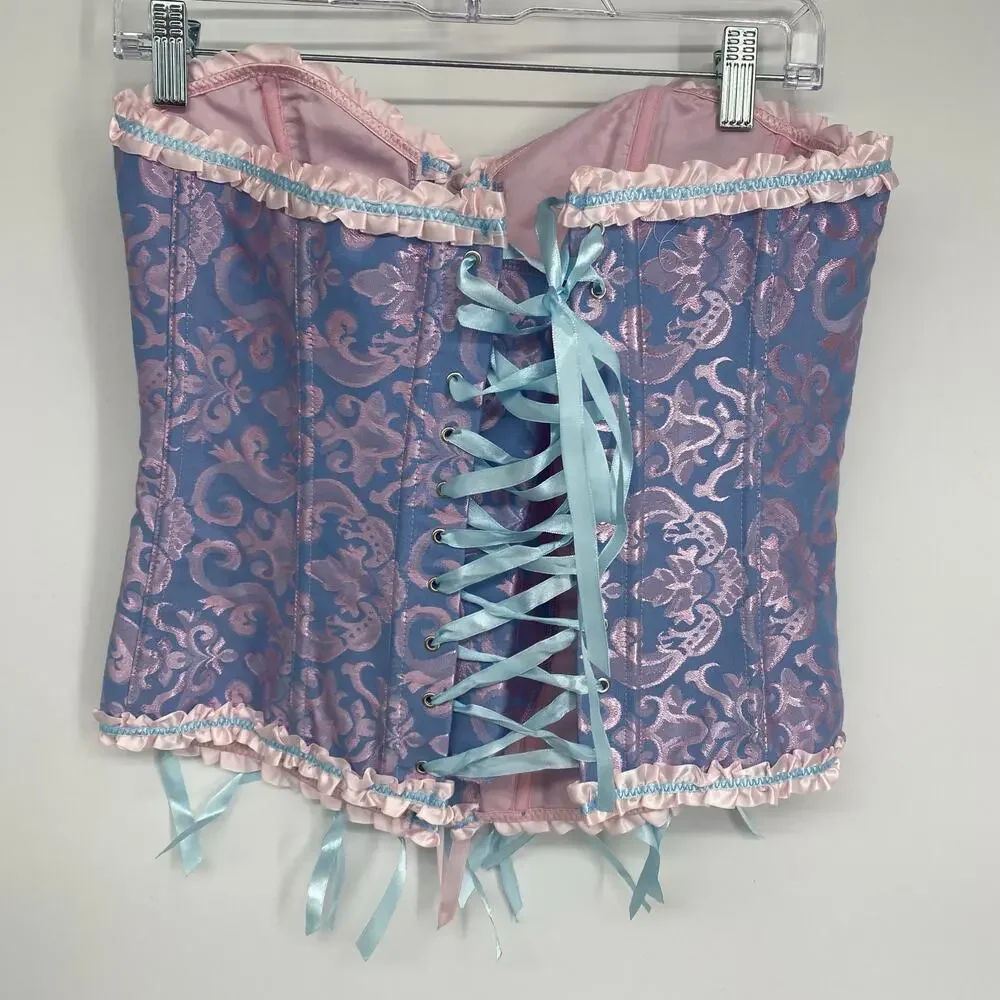 Corset Lace Up Women's Large‎ Boo Peep Fairy Whimsigoth Floral Ribbons Cos Play